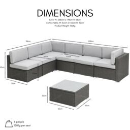 Home Detail Pisa Grey Modular Rattan Garden Sofa Set with Grey Cushions - thumbnail 2