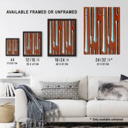 Artery8 Vintage Japanese Bamboo Pattern Retro Japan Framed Wall Art Print Korin in Red - Size: A4 - thumbnail 3