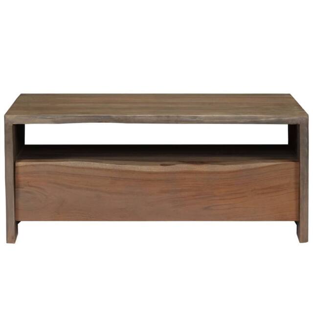 Berkfield Home Coffee Table Solid Acacia Wood Live Edges 90x50x40 cm Grey - Size: 90 x 50 x 40 cm - image 1