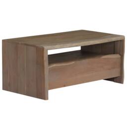 Berkfield Home Coffee Table Solid Acacia Wood Live Edges 90x50x40 cm Grey - Size: 90 x 50 x 40 cm - thumbnail 8