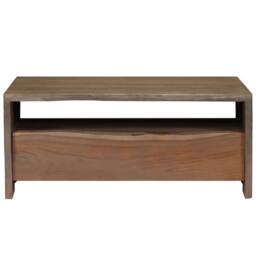 Berkfield Home Coffee Table Solid Acacia Wood Live Edges 90x50x40 cm Grey - Size: 90 x 50 x 40 cm - thumbnail 1