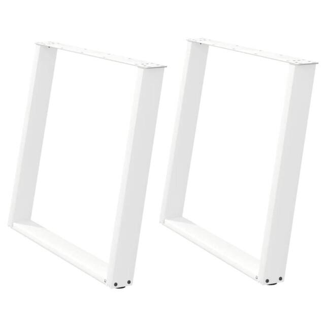 Berkfield Home vidXL Dining Table Legs U-Shaped 2 pcs White 90x(72-73) cm Steel - image 1