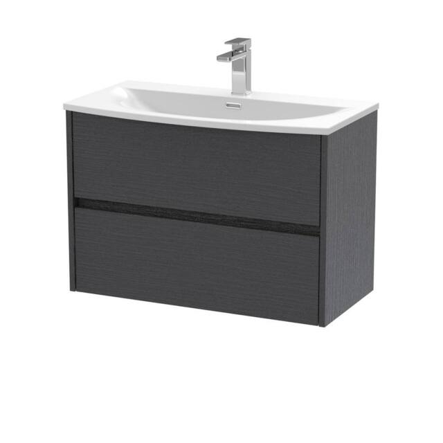 Balterley Chartley 2 Drawer Wall Hung Vanity Basin Unit, Graphite Grey, 800mm in Grey - image 1