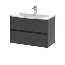 Balterley Chartley 2 Drawer Wall Hung Vanity Basin Unit, Graphite Grey, 800mm in Grey