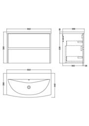Balterley Chartley 2 Drawer Wall Hung Vanity Basin Unit, Graphite Grey, 800mm in Grey - thumbnail 5