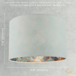 Happy Homewares Designer Duck Egg Linen Lamp Shade with Moroccan Scale Pattern Lining in Duck Egg Blue - Size: 12 inches - thumbnail 7