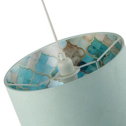 Happy Homewares Designer Duck Egg Linen Lamp Shade with Moroccan Scale Pattern Lining in Duck Egg Blue - Size: 12 inches - thumbnail 5