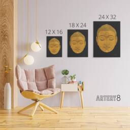 "Artery8 Bronze Gold Head of Buddha Reijer Stolk Canvas Wall Art Print in Black - Size: W18"" x H24""" - thumbnail 4