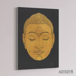 "Artery8 Bronze Gold Head of Buddha Reijer Stolk Canvas Wall Art Print in Black - Size: W18"" x H24""" - thumbnail 2