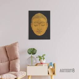 "Artery8 Bronze Gold Head of Buddha Reijer Stolk Canvas Wall Art Print in Black - Size: W18"" x H24""" - thumbnail 3