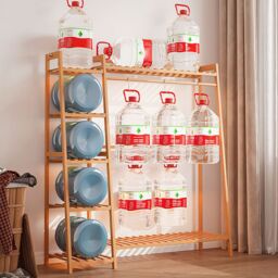 Living and Home Multi-Functional Bamboo Garment Clothes Rack 7-Tier Storage Shelf Coat Hanging Rack in Brown - thumbnail 8