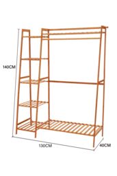 Living and Home Multi-Functional Bamboo Garment Clothes Rack 7-Tier Storage Shelf Coat Hanging Rack in Brown - thumbnail 6