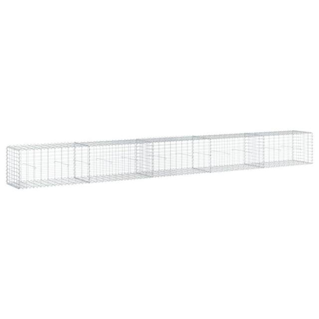 Berkfield Home Gabion Basket with Cover 500x50x50 cm Galvanised Iron in Silver - Size: 500 x 50 x 50 cm - image 1