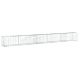 Berkfield Home Gabion Basket with Cover 500x50x50 cm Galvanised Iron in Silver - Size: 500 x 50 x 50 cm