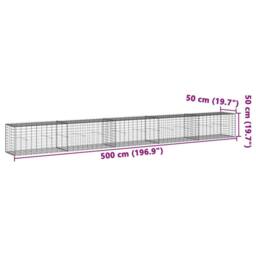 Berkfield Home Gabion Basket with Cover 500x50x50 cm Galvanised Iron in Silver - Size: 500 x 50 x 50 cm - thumbnail 7