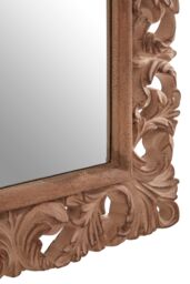 Orsina Antique Brown Arc Leaf Wall Mirror, Classical Dressing Mirror, Wall Mirror With Fleur-de-Lis & Leaf Details - thumbnail 4