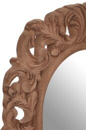 Orsina Antique Brown Arc Leaf Wall Mirror, Classical Dressing Mirror, Wall Mirror With Fleur-de-Lis & Leaf Details - thumbnail 3