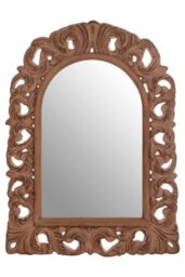 Orsina Antique Brown Arc Leaf Wall Mirror, Classical Dressing Mirror, Wall Mirror With Fleur-de-Lis & Leaf Details - thumbnail 1