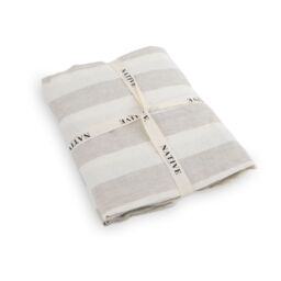 Native Natural Natural Stripes Single 100% Linen Fitted Sheet (90x190cm) in Cream - Size: Single Fitted - thumbnail 2