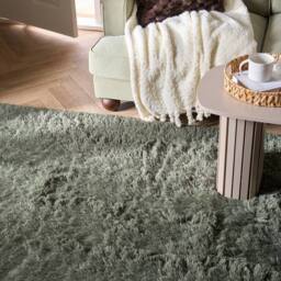 OHS Soft Fluffy Rug Anti-Slip Carpet Area Floor Mat in Dark Green - Size: 80 cm x 150 cm - thumbnail 2