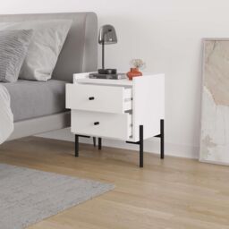 Decortie Malta' Modern Nightstand with 2 Drawers 48.6cm in White - Size: 1 Pack - thumbnail 5