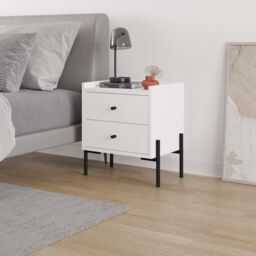 Decortie Malta' Modern Nightstand with 2 Drawers 48.6cm in White - Size: 1 Pack - thumbnail 1
