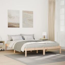 Berkfield Home Extra Long Bed Frame without Mattress 160x210 cm Solid Wood Pine in Brown - thumbnail 1
