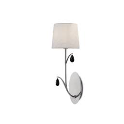 Netlighting Andrea Wall Light Polished Chrome White Shades Black Crystal Droplets in Grey