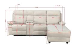 DS Living Sorento Recline Right Hand Corner 3 Seater Fabric Sofa in Cream - thumbnail 7