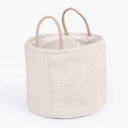 OHS Storage Basket Handles Teddy Boucle Fleece Hamper Home Laundry Clothes Organiser in Cream - thumbnail 6