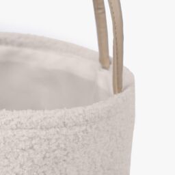 OHS Storage Basket Handles Teddy Boucle Fleece Hamper Home Laundry Clothes Organiser in Cream - thumbnail 2