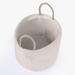 OHS Storage Basket Handles Teddy Boucle Fleece Hamper Home Laundry Clothes Organiser in Cream - thumbnail 5