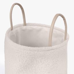 OHS Storage Basket Handles Teddy Boucle Fleece Hamper Home Laundry Clothes Organiser in Cream - thumbnail 4