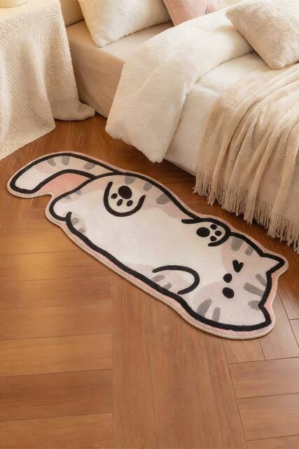 Living and Home Cartoon Cat Shaped Non-Slip Floor Mat Area Rug in White - Size: 40 cm x 120 cm - image 1
