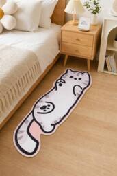 Living and Home Cartoon Cat Shaped Non-Slip Floor Mat Area Rug in White - Size: 40 cm x 120 cm - thumbnail 3