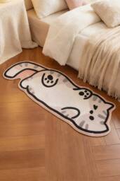 Living and Home Cartoon Cat Shaped Non-Slip Floor Mat Area Rug in White - Size: 40 cm x 120 cm - thumbnail 1