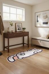Living and Home Cartoon Cat Shaped Non-Slip Floor Mat Area Rug in White - Size: 40 cm x 120 cm - thumbnail 2