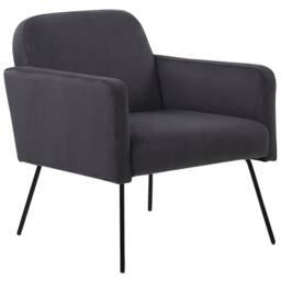 Wyld and Coco Armchair Grey Velvet Black Metal Legs - thumbnail 2