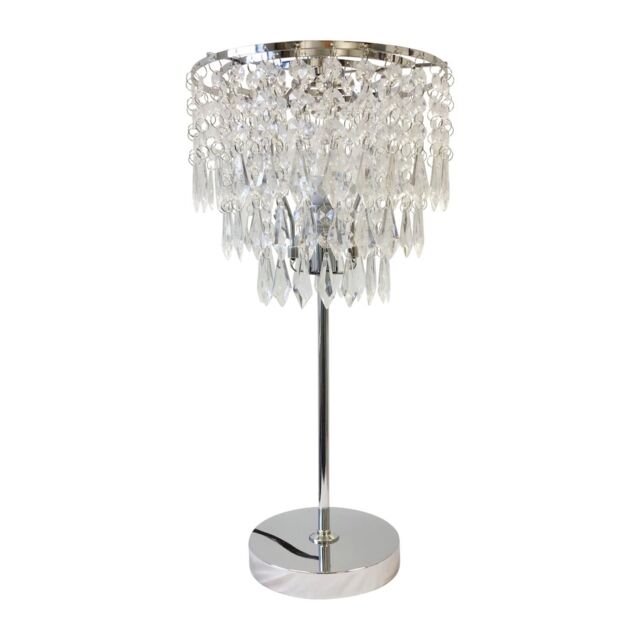 First Choice Lighting Chrome & Acrylic Crystal Jewelled Table Lamp in Silver - image 1