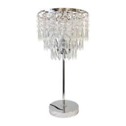 First Choice Lighting Chrome & Acrylic Crystal Jewelled Table Lamp in Silver