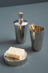 Orsina Hammered Nickel Finish Lotion Dispenser in Silver - thumbnail 4
