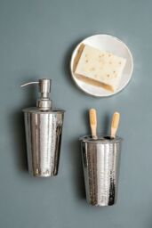 Orsina Hammered Nickel Finish Lotion Dispenser in Silver - thumbnail 5