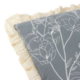 Wylder Mae Embroidered 100% Cotton Cushion in Blue - Size: 50 cm x 35 cm - thumbnail 5