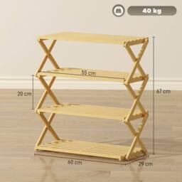 Wyld Haus Taseyo Sori Natural Bamboo 4 Tier Folding Shoe Rack - thumbnail 5