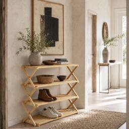 Wyld Haus Taseyo Sori Natural Bamboo 4 Tier Folding Shoe Rack - thumbnail 2