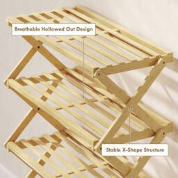 Wyld Haus Taseyo Sori Natural Bamboo 4 Tier Folding Shoe Rack - thumbnail 9