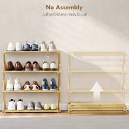 Wyld Haus Taseyo Sori Natural Bamboo 4 Tier Folding Shoe Rack - thumbnail 6