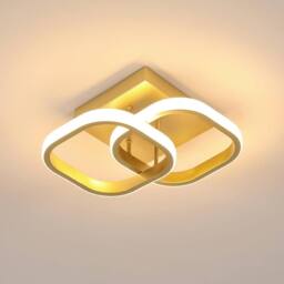 COMELY Modern LED Ceiling Light, 22 W Acrylic Square Glod Ceiling Lights in Gold - thumbnail 1