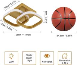 COMELY Modern LED Ceiling Light, 22 W Acrylic Square Glod Ceiling Lights in Gold - thumbnail 3