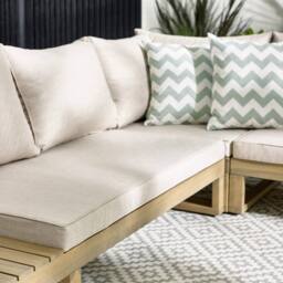 FurnitureboxUK Brisa Solid Wood 5 Seat Outdoor Sofa Set in Beige - thumbnail 4